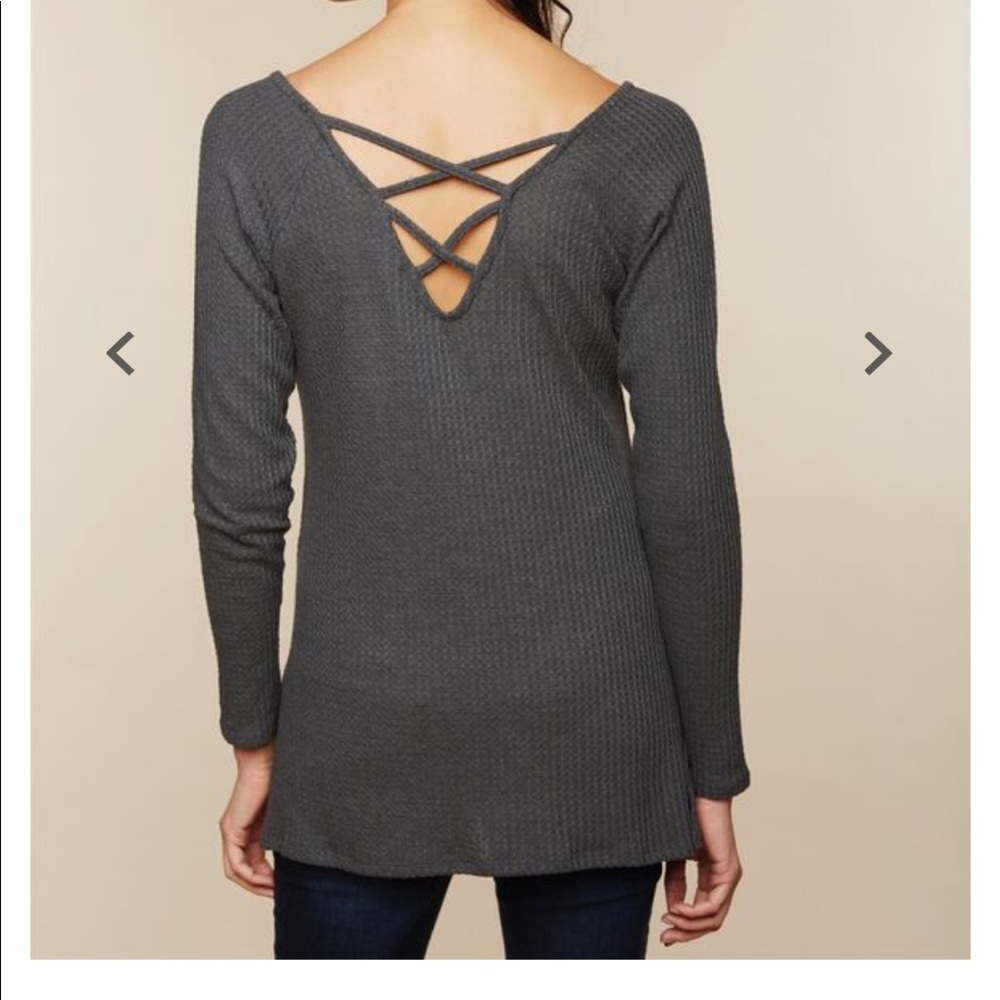 Maternity v-neck waffle tunic shirt